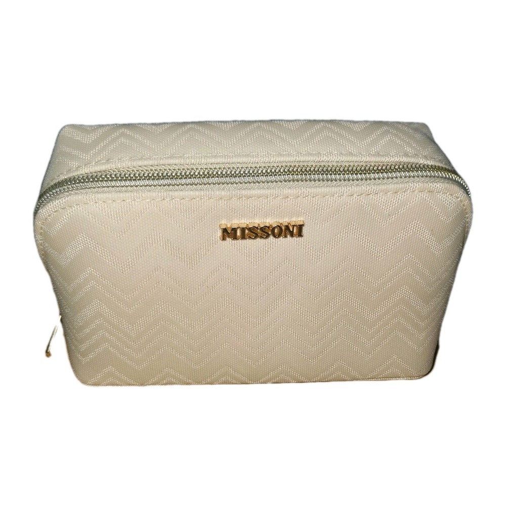 MISSONI Exclusively For DELTA Light Tan Wave Small Zippered Travel Case Bag